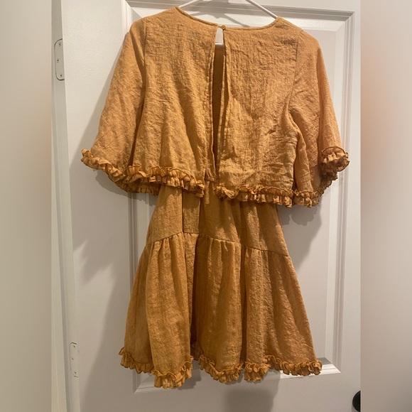 POLLY Burnt Yellow Mini Party Dress - Picture 2 of 4